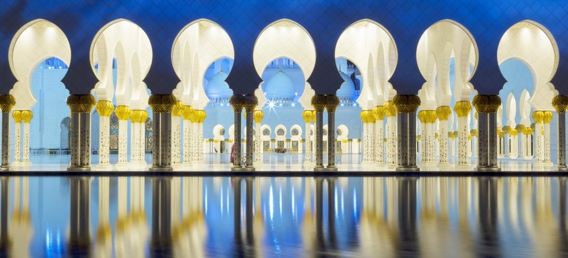 Moskee bij nacht Abu Dhabi