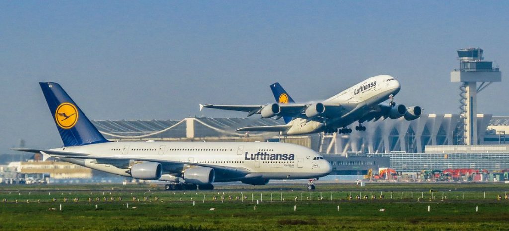 Lufthansa A380 am Frankfurt Flughafen